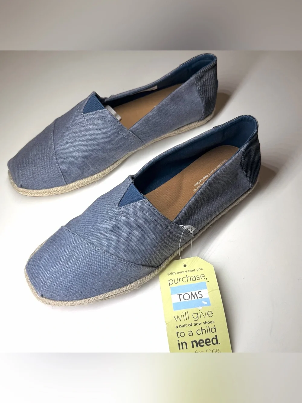 TOMS Mens Coated Linen Rope Sole Classics Deep Ocean Espadrilles Size- 10